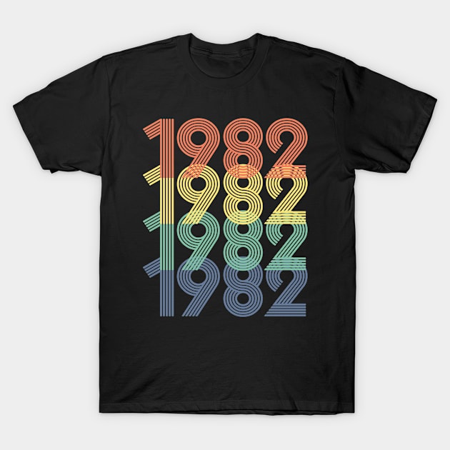 Cool Retro Year 1982 - Made In 1982 - 40 Years Old, 40th Birthday Gift For Men & Women T-Shirt by Art Like Wow Designs